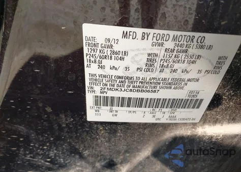 2013 Ford Edge Sel from USA, damaged, VIN 2FMDK3JC8DBB06587